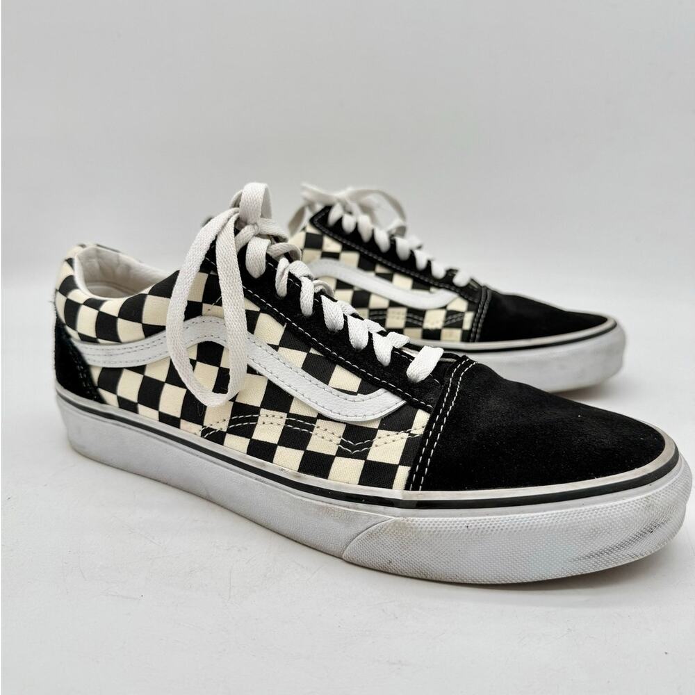 Vans Old Skool Checkerboard Black White Sneakers Women's 10 Men's 8.5 Skate Shoe